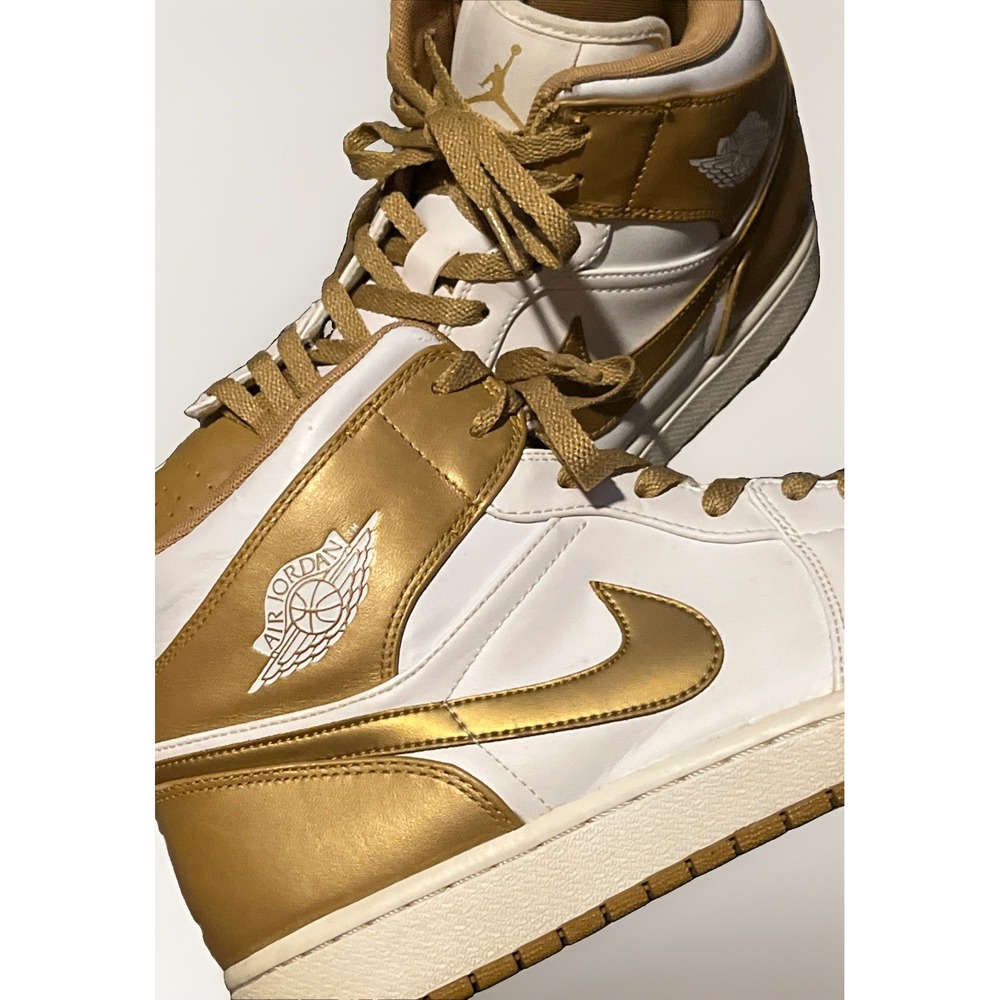🔥 2012 Nike Air Jordan 1 Phat White Metallic Gold 364770-130 Men's Sz 13 OG